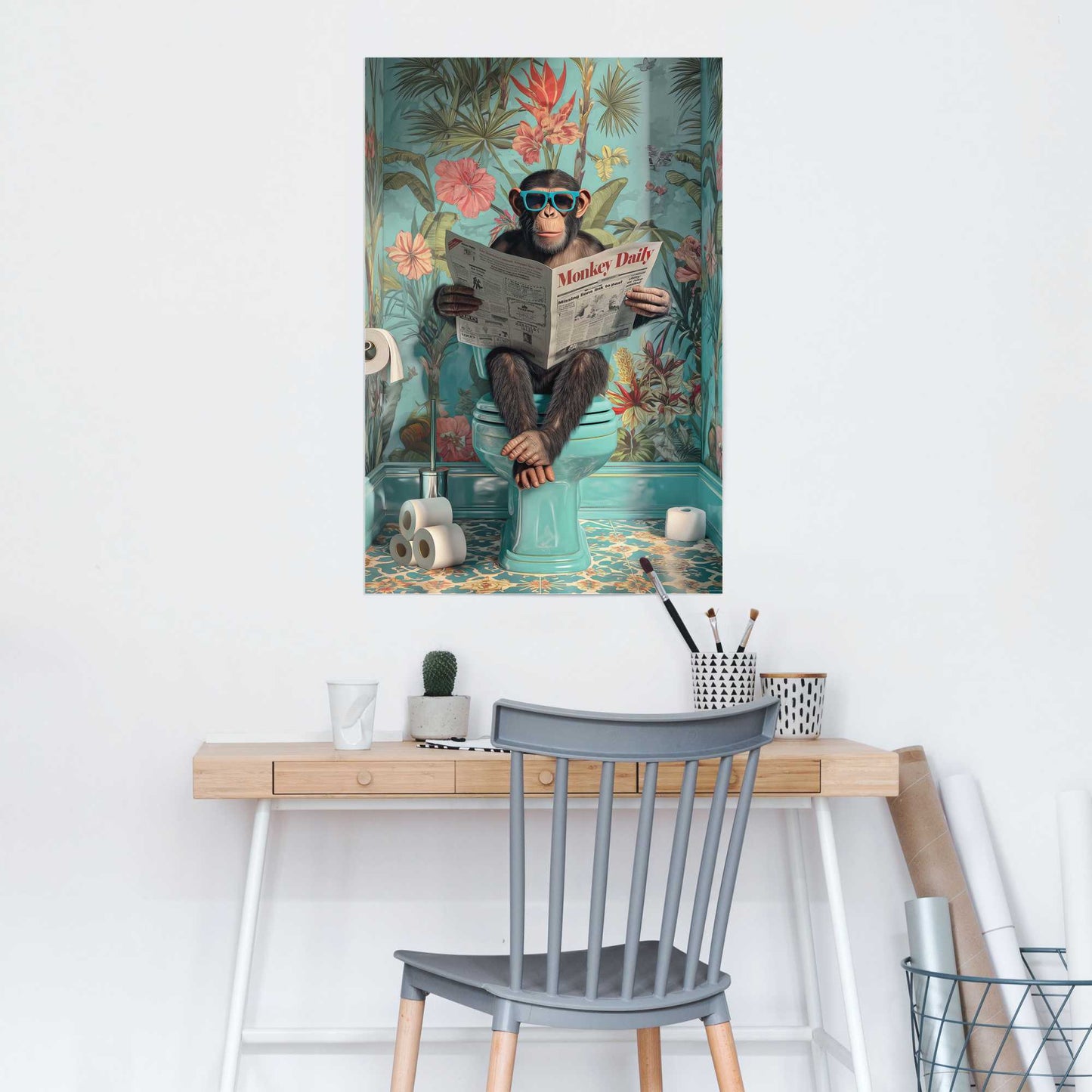 Poster Aap op Toilet 91,5x61