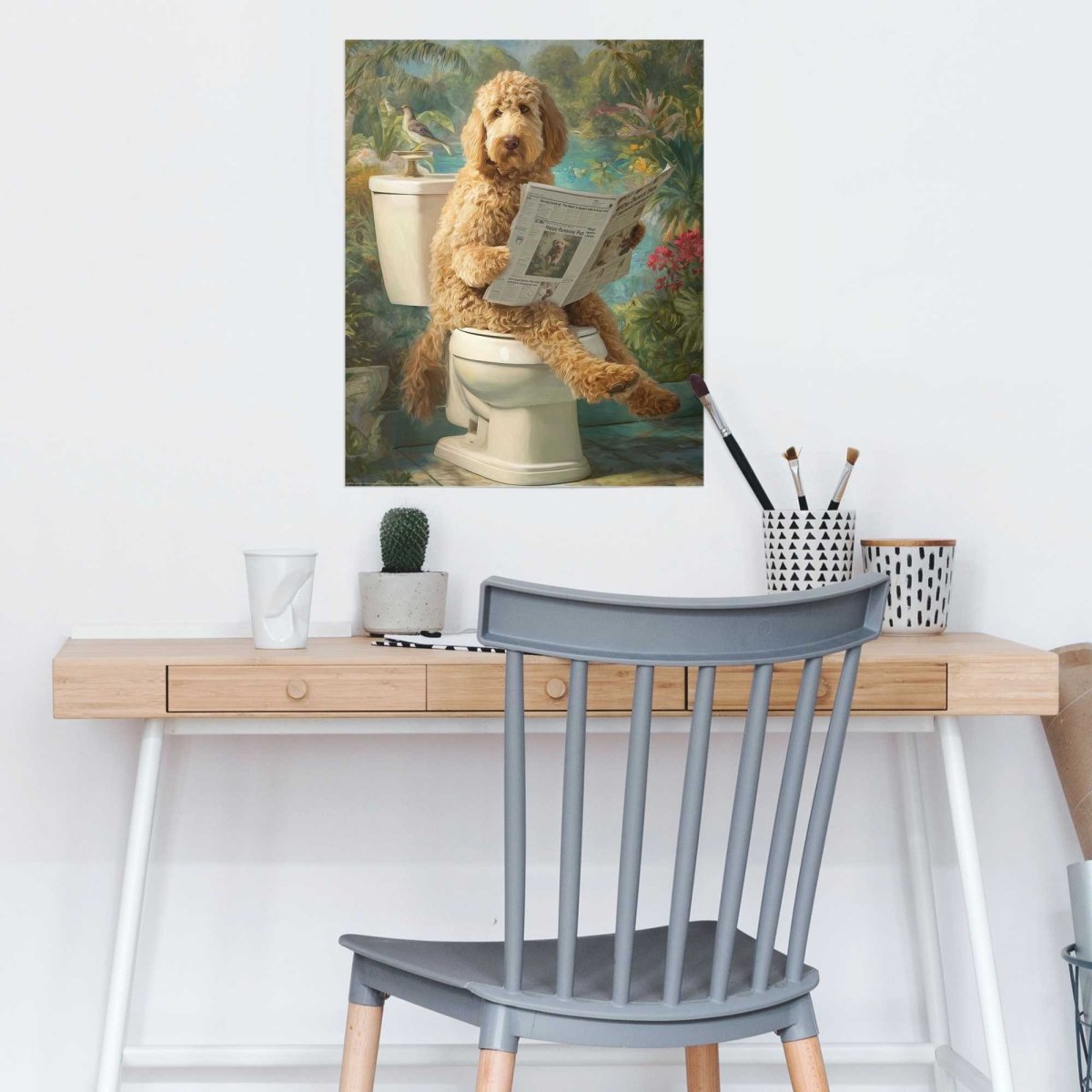 Poster Lezende Hond 50x40 - Poster - Reinders