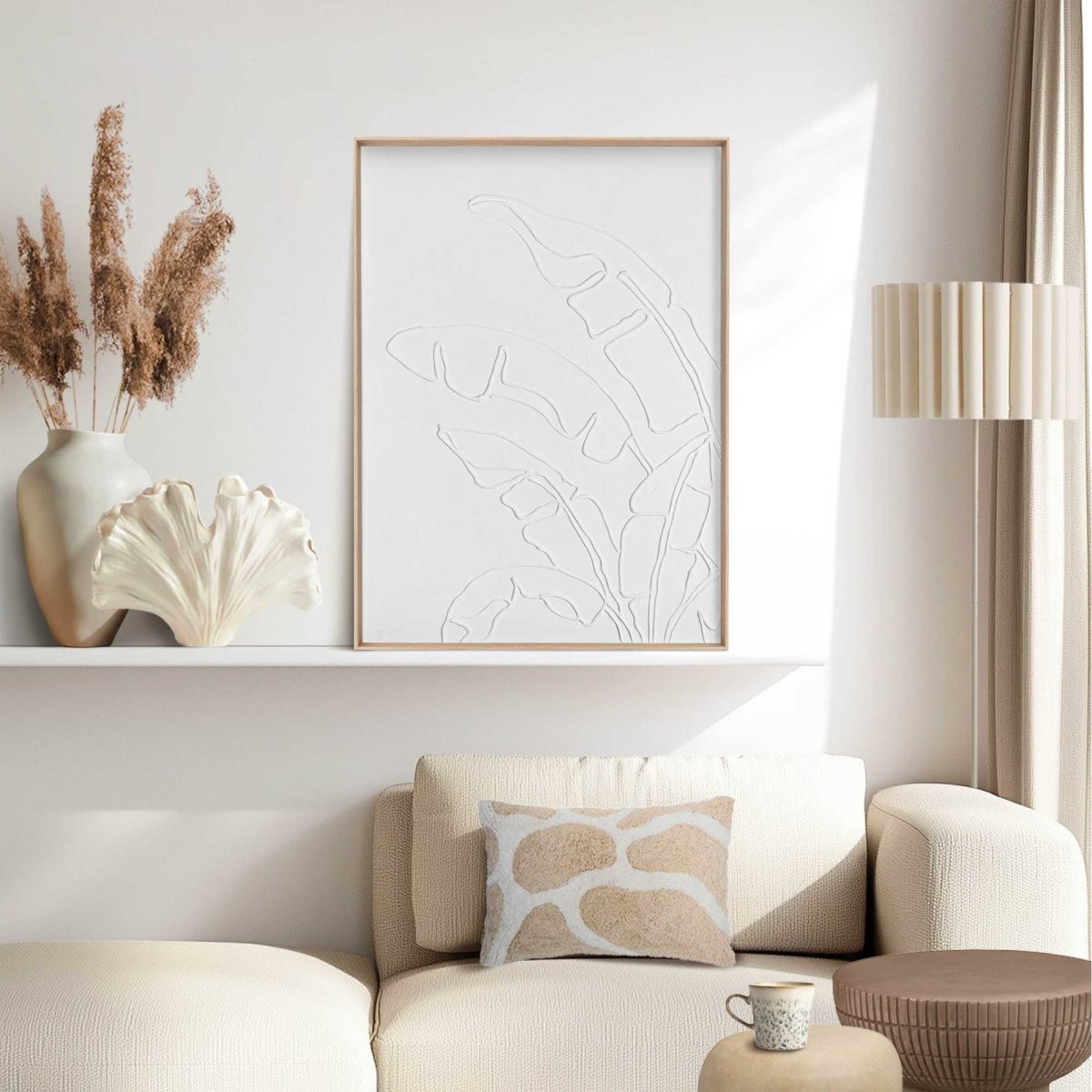 Schilderij 3D Art Palm bladeren reliëf 70x50 - Reinders