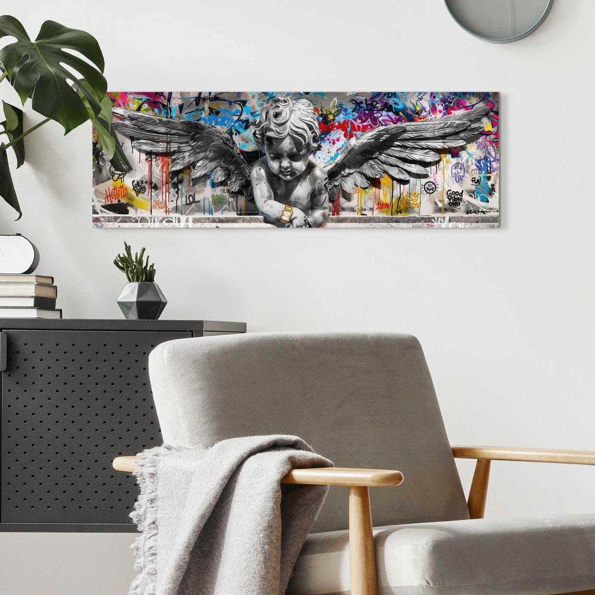 Schilderij Graffiti engel 30x90 - Reinders