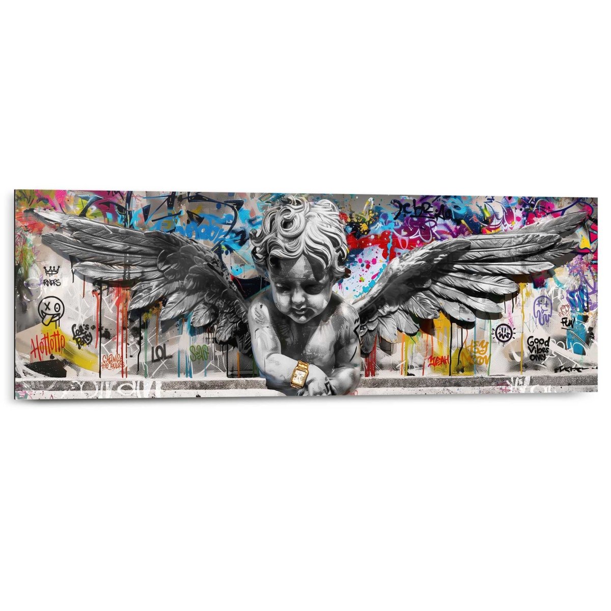 Schilderij Graffiti engel 30x90 - Reinders