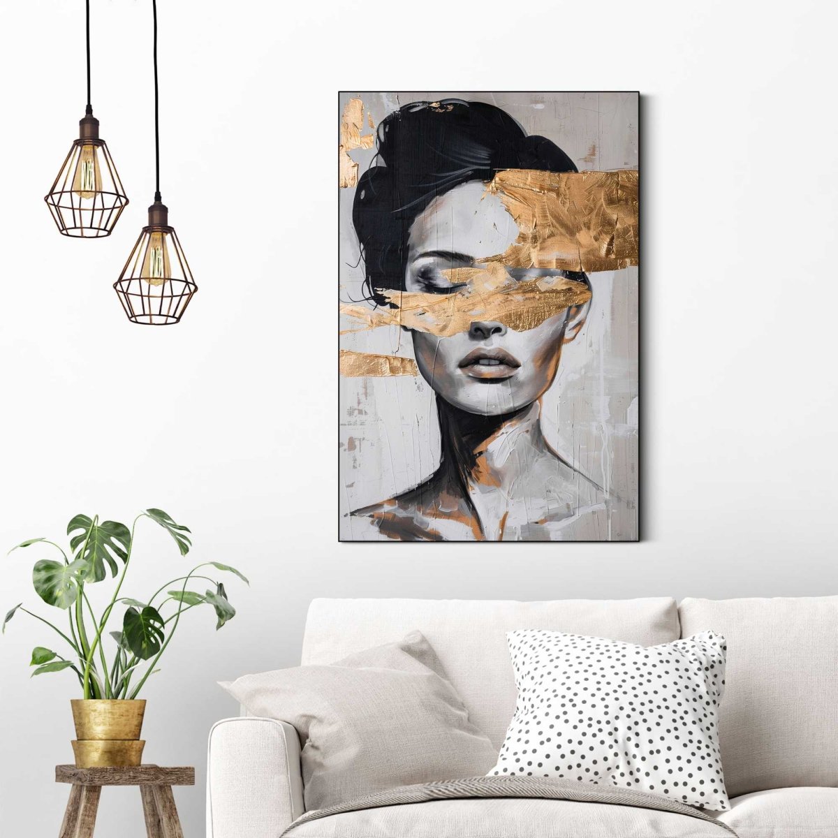 Schilderij Lady Gold 90x60 - Reinders