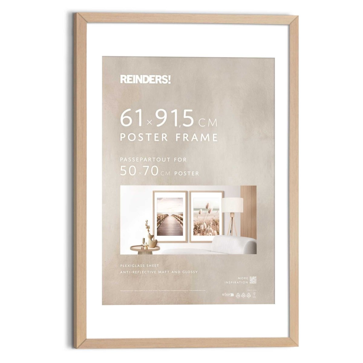 Wissellijst Poster 61x91,5 of 50x70 Beuken - Reinders