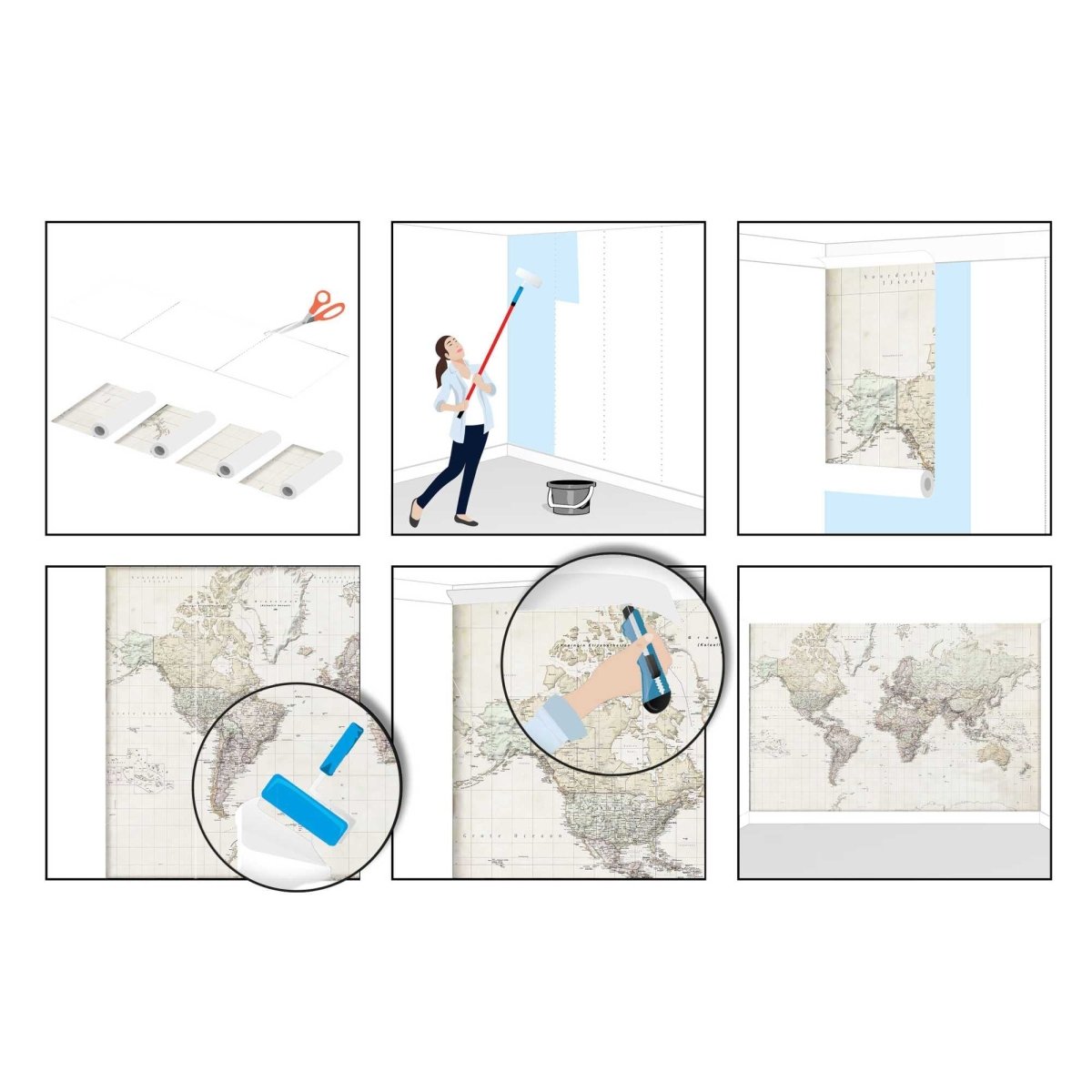 Fotobehang Wereldkaart - vintage Nederlandstalig 260x384 - Reinders