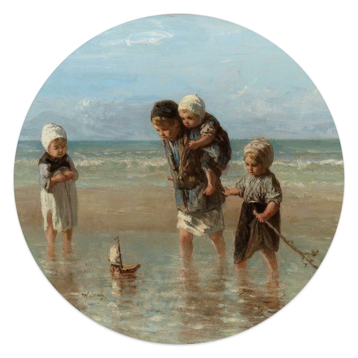 Glasschilderij Israëls Kinderen der Zee 50 Rond - Reinders