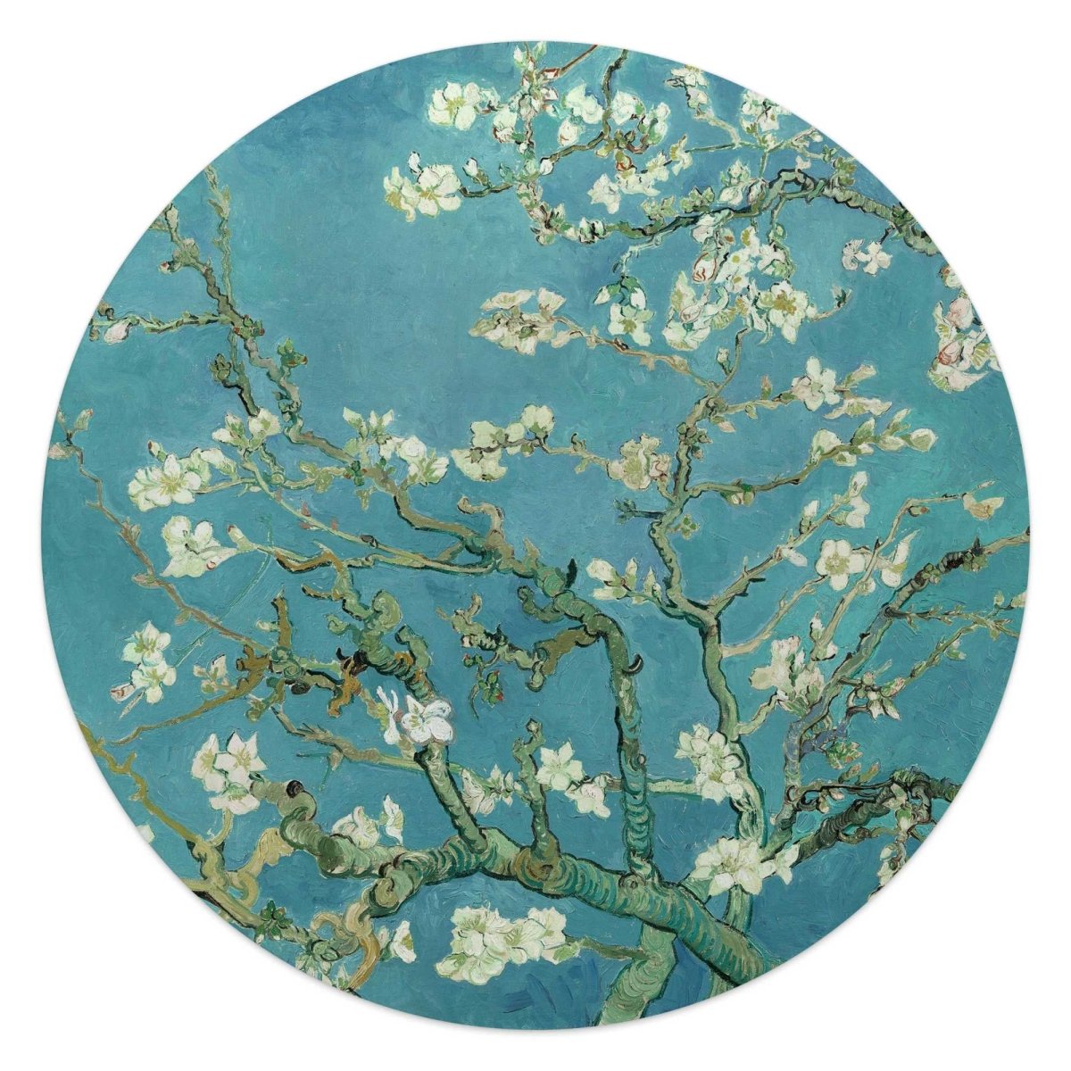 Glasschilderij Van Gogh Amandelbloesem 50 Rond - Reinders