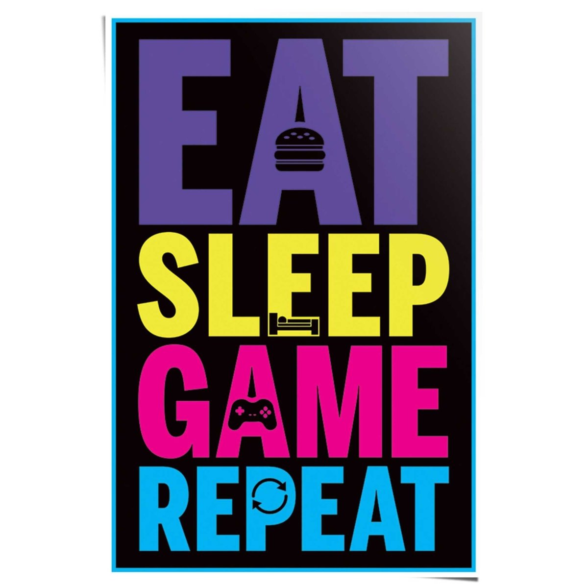 Poster Eat sleep game repeat 91,5x61 - Reinders