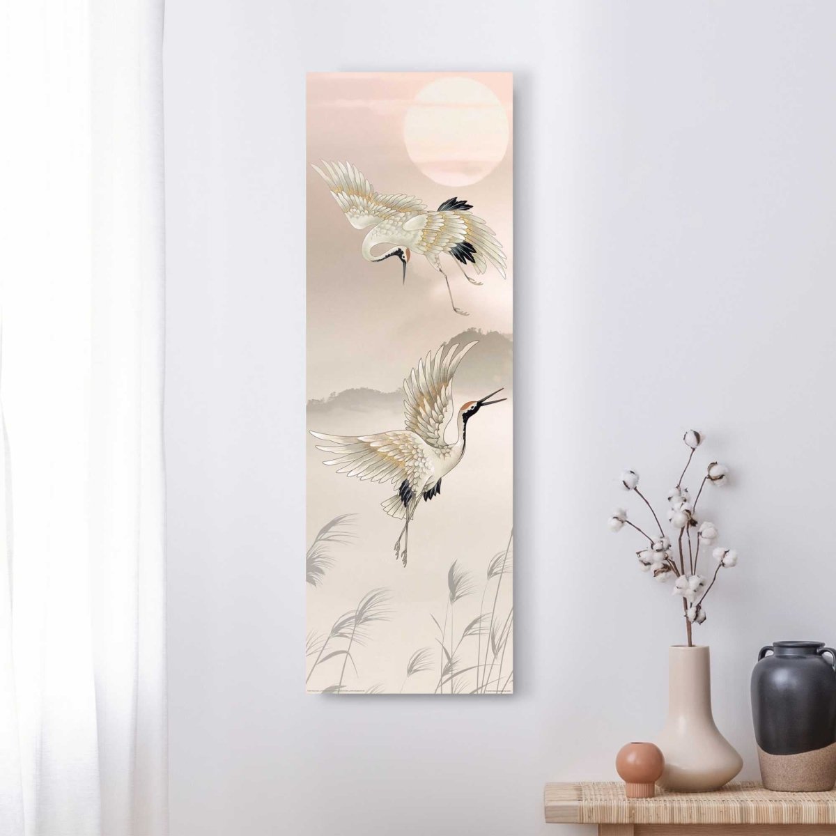 Schilderij Kraanvogels in pastel 90x30 - Reinders