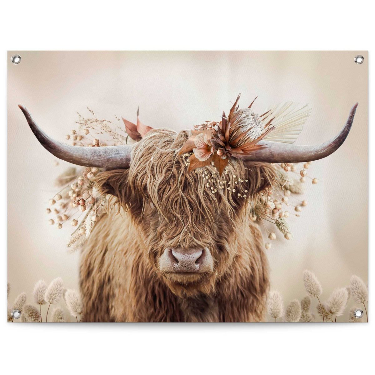 Tuinposter Highlander in bloemen 60x80 - Reinders
