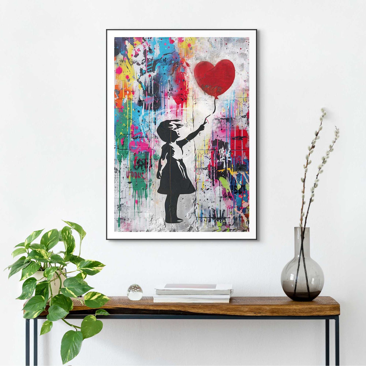 Gerahmtes Bild Red Balloon Grafitti 70x50