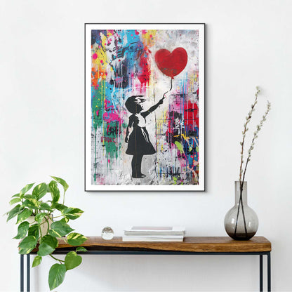 Gerahmtes Bild Red Balloon Grafitti 70x50
