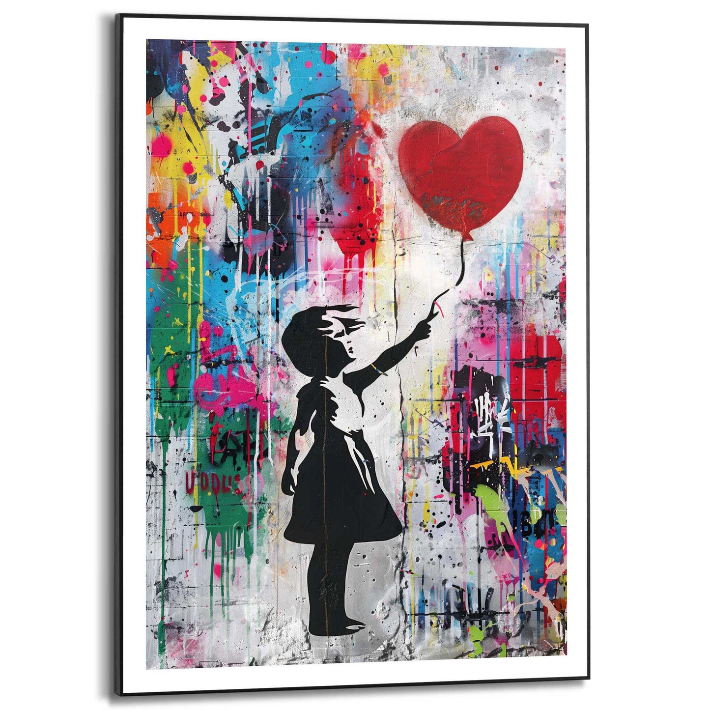 Schilderij Red Balloon Grafitti 70x50
