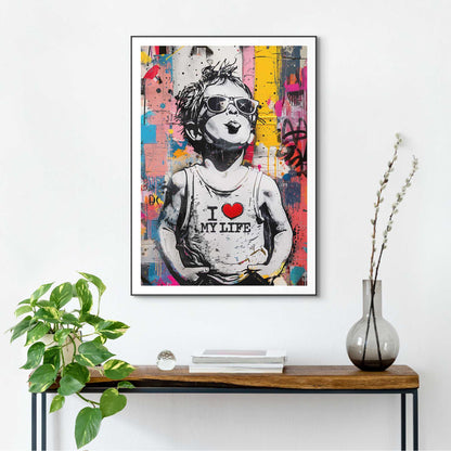Gerahmtes Bild Kid Loves Life 70x50