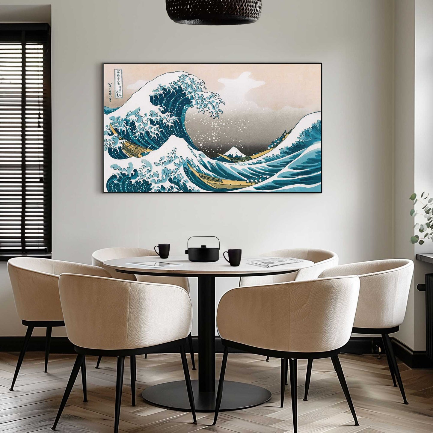 Gerahmtes Bild Hokusai Große Welle 70x118