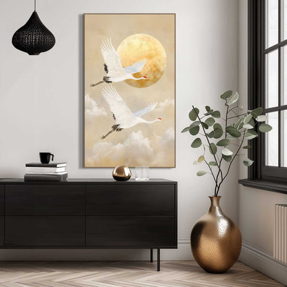 Gerahmtes Bild Vögel im Mondlicht 118x70