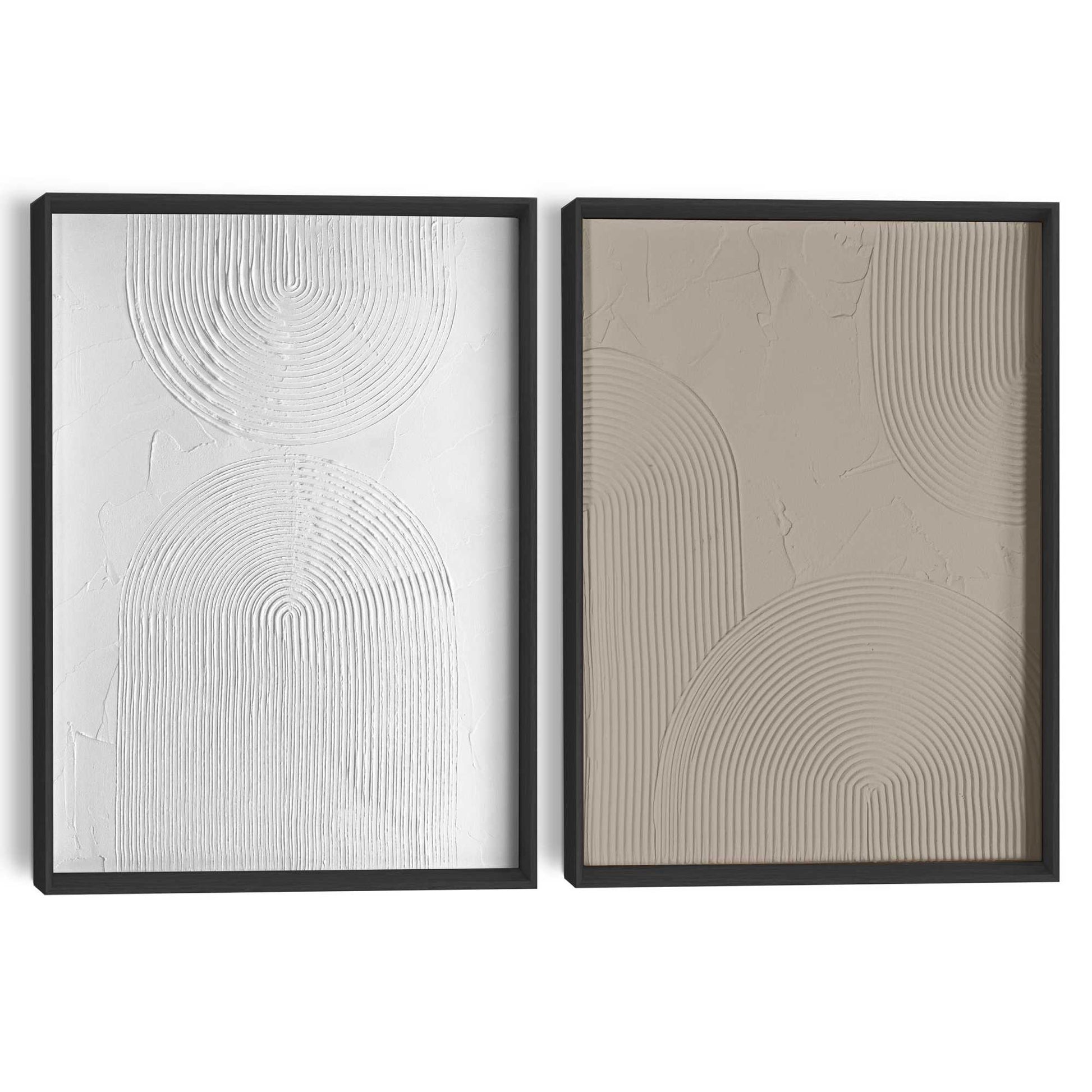 Abstracte wanddecoratie set met structuur Reliëf bogen