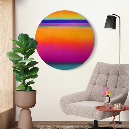 Glasbild Kosmischer Sonnenuntergang 70 Rund