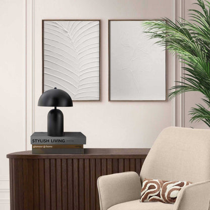 Abstracte wanddecoratie set met structuur Minimalistische bladeren 40x30 - Reliëf Art - Reinders