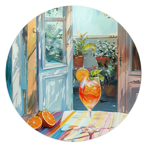 Glasbild Aperol in der Sonne 50 Rund