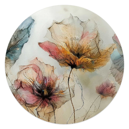 Glasbild Aquarellierte Blumen I 50 Rund