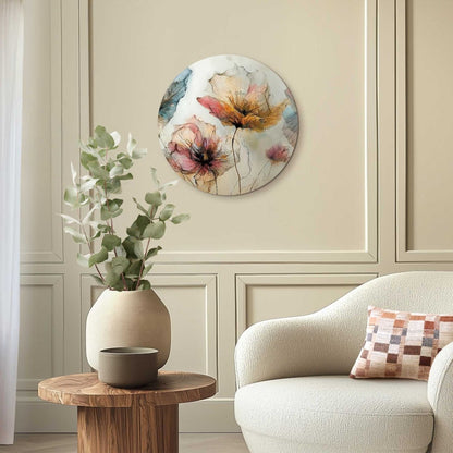 Glasschilderij Aquarel bloemen I 50 Rond - Reinders