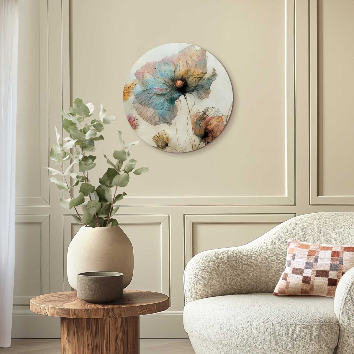 Glasschilderij Aquarel bloemen II 50 Rond - Reinders