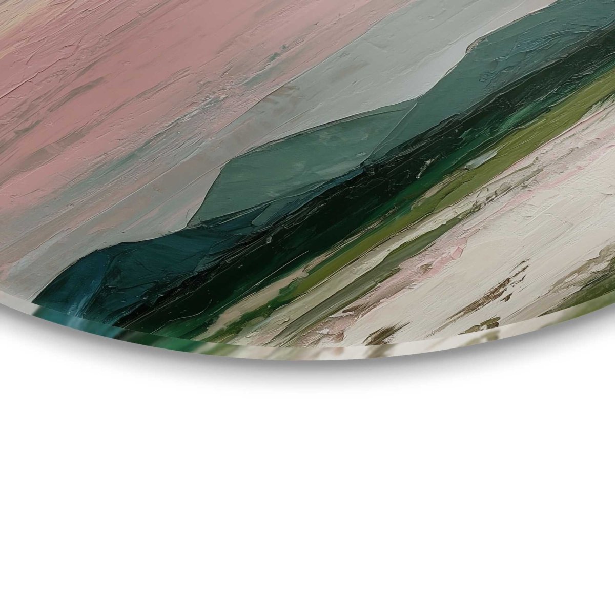 Glasschilderij Bergen in roze wolken II 50 Rond - Reinders