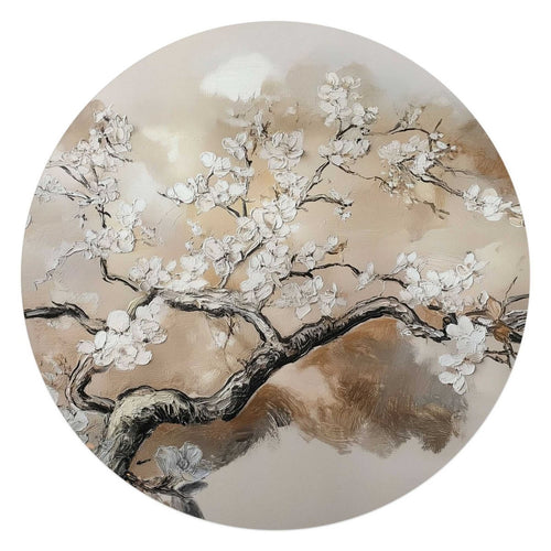 Glasbild Blühender Baum 70 Rund