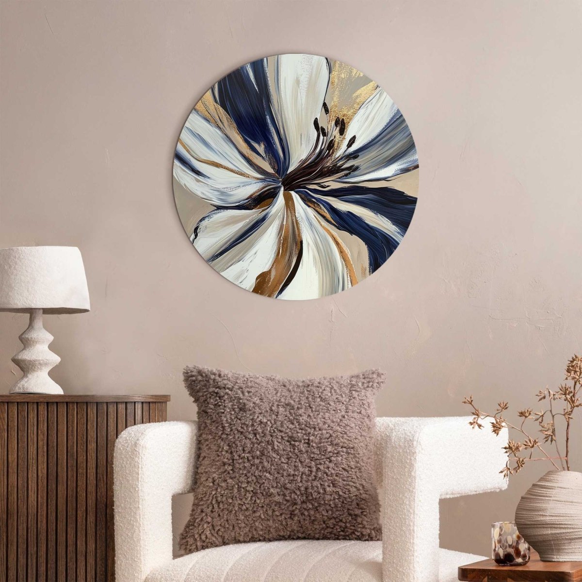 Glasschilderij Glamour bloem 50 Rond - Reinders
