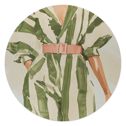 Glasbild Grün gestreiftes Outfit 50 Rund