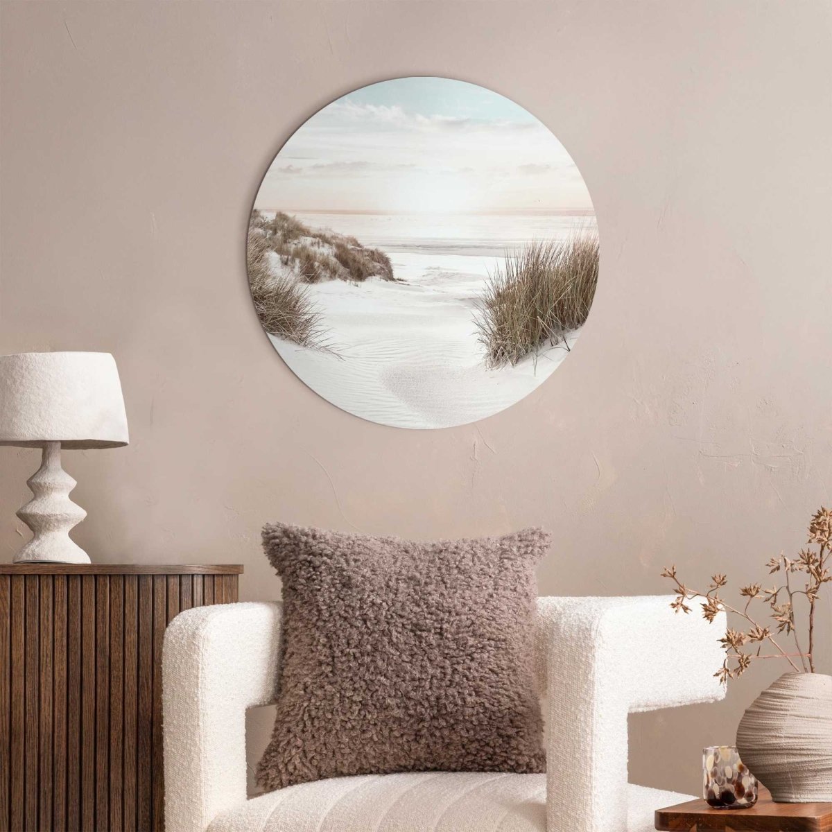 Glasschilderij Horizon aan het strand 50 Rond - Reinders
