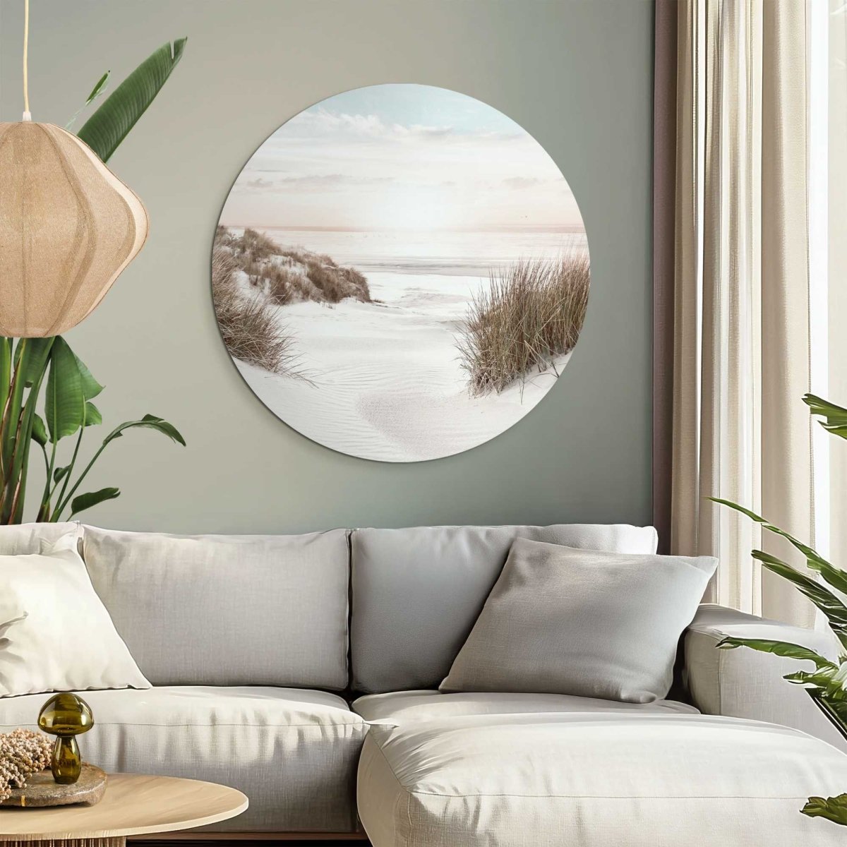 Glasschilderij Horizon aan het strand 70 Rond - Reinders