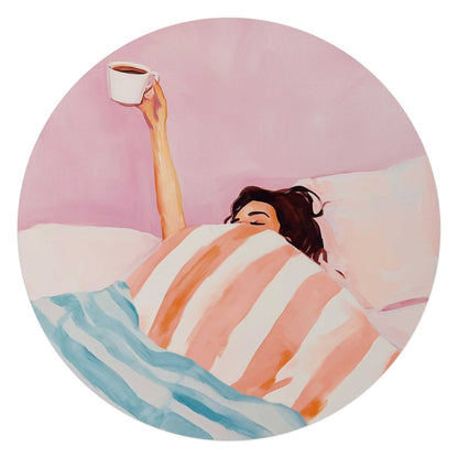 Glasschilderij Koffie in bed 70 Rond - Reinders