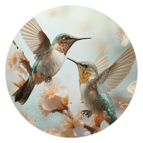 Glasbild Kolibri im Frühling 50 Rund