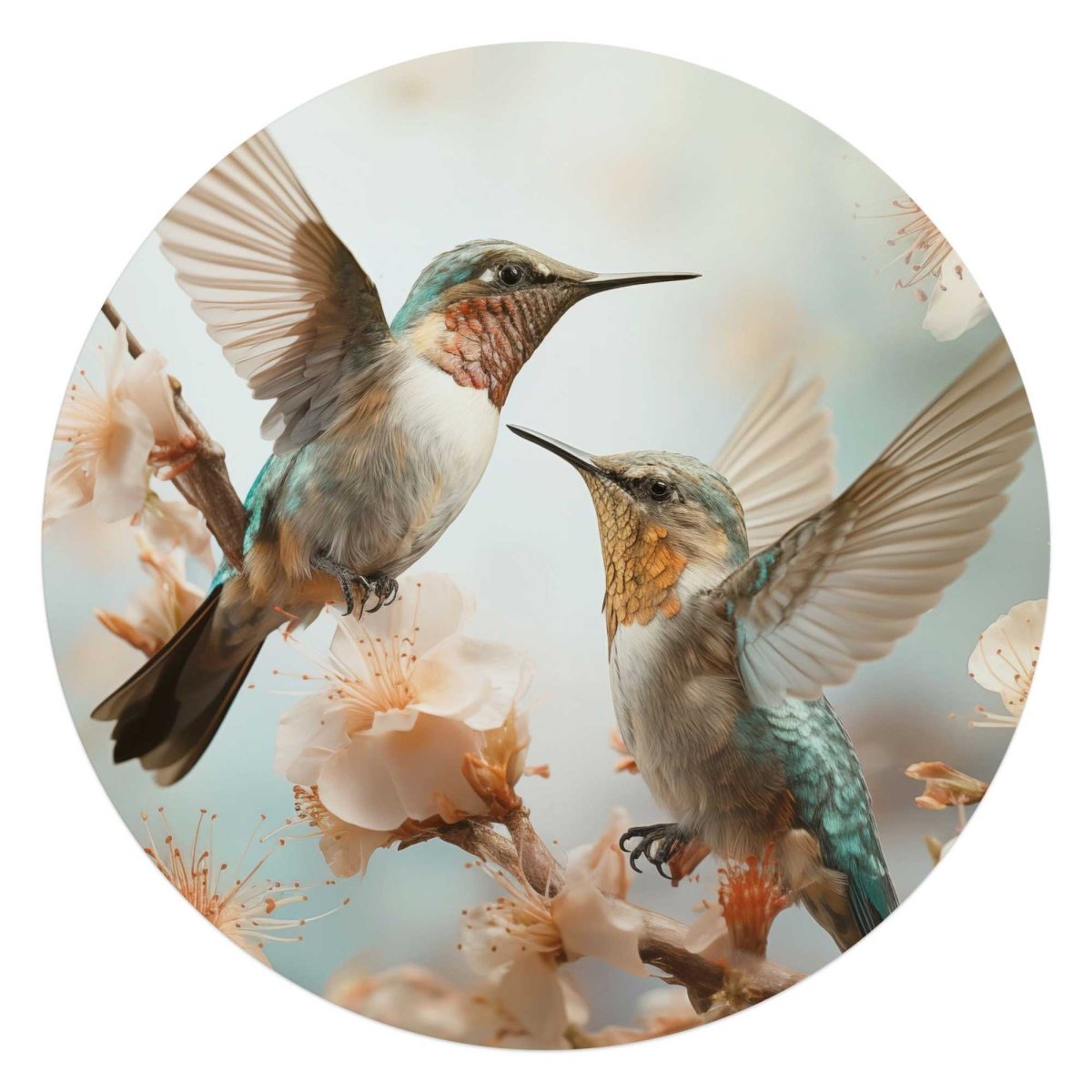 Glasschilderij Kolibri in de lente 70 Rond - Reinders