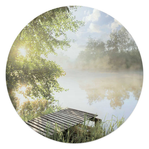 Glasbild Morgen am Wasser 50 Rund