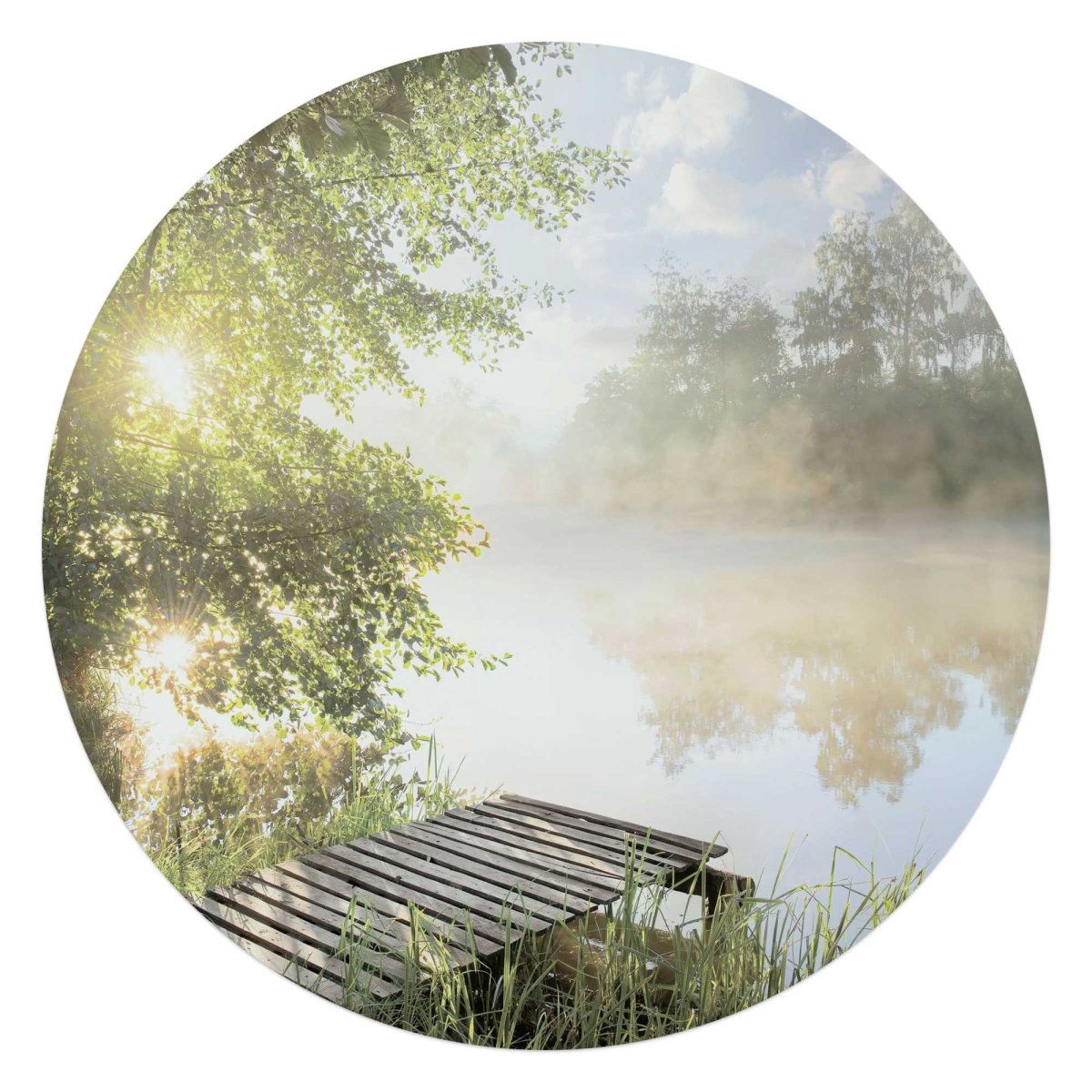 Glasschilderij Ochtend aan het water 70 Rond - Reinders