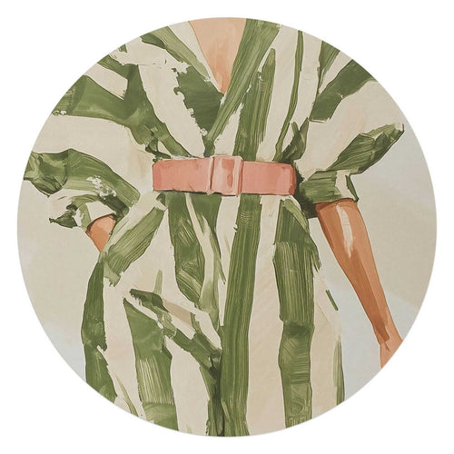 Glasbild Outfit grün gestreift 70 Rund