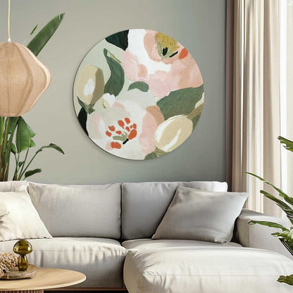 Glasschilderij Pastel bloemen 70 Rond - Reinders
