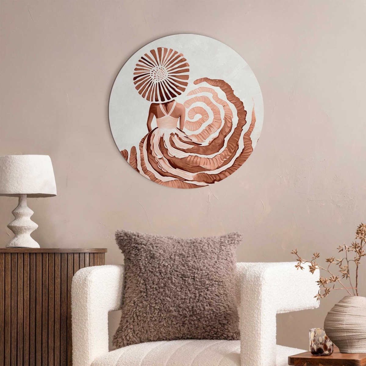 Glasschilderij Ronde jurk terracotta 50 Rond - Reinders