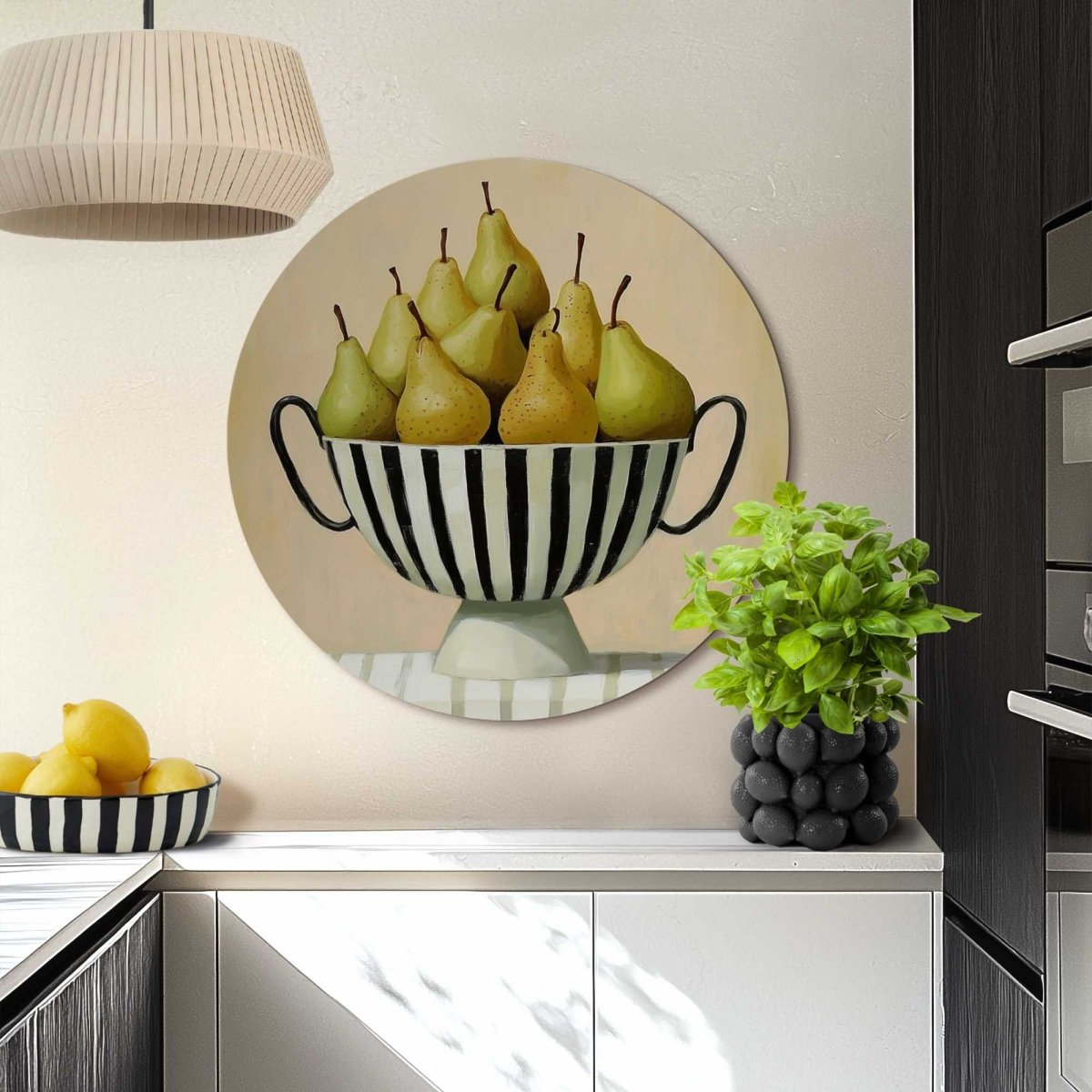 Glasschilderij Schaal met peren 70 Rond - Reinders