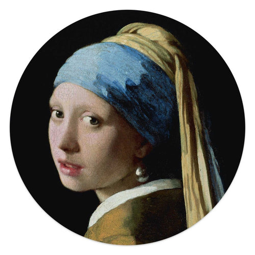 Glasbild Vermeer - Mädchen mit dem Perlenohrring 50 Rund
