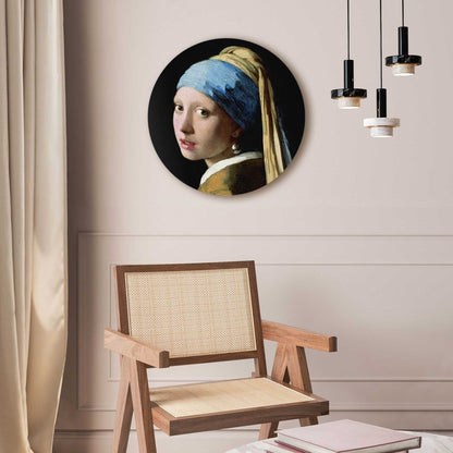 Glasschilderij Vermeer - Meisje met de Parel 50 Rond - Reinders