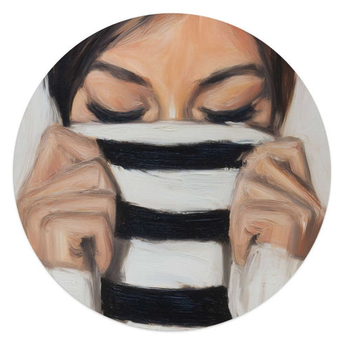 Glasbild Versteckt hinter Pullover 50 Rund