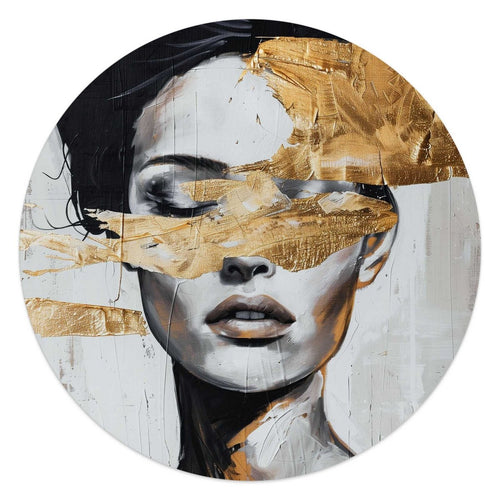 Glasbild Frau mit goldenem Detail 50 Rund