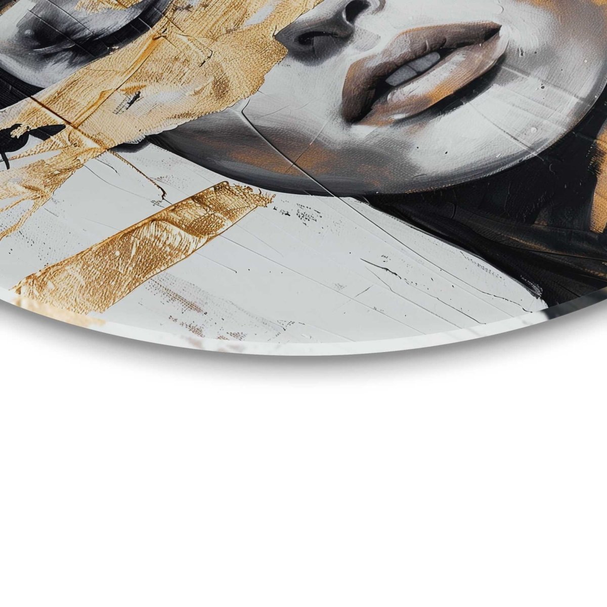 Glasschilderij Vrouw met gouddetail 50 Rond - Reinders