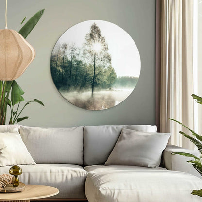 Glasschilderij Zon door de boom 70 Rond - Reinders