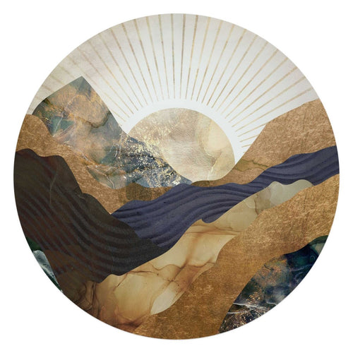 Glasbild Sonne und Berge 70 Rund