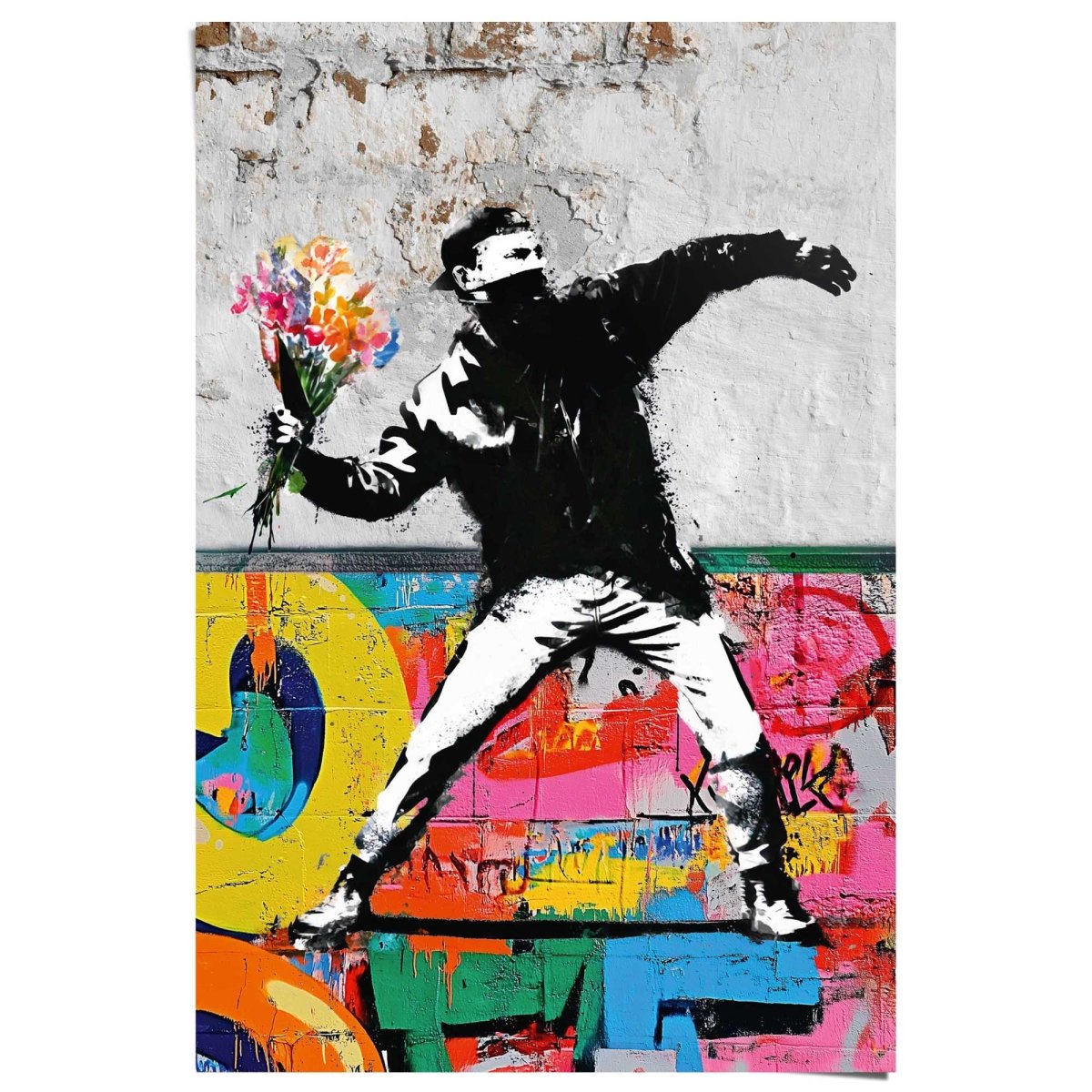 Poster Graffiti flower thrower 91,5x61 - Poster - Reinders