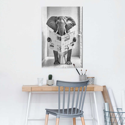 Poster Olifant op toilet 91,5x61 - Reinders
